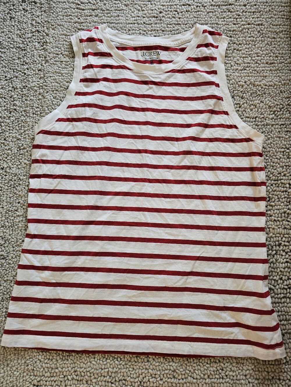 J. Crew Peruvian Pima Cotton Sailor Red & White Striple Crew Tanks Medium
